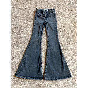 Free People Bell Bottoms Flare Bootcut Jeans Womens Sz 24 Black Stretch Denim
